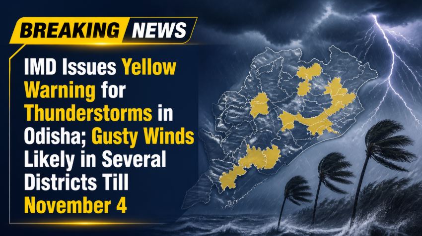 IMD Issues Yellow Warning for Thunderstorms in Odisha; Gusty Winds Likely in Several Districts Till November 4